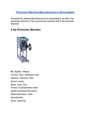 pulverizer machine manufacturers in ahmedabad