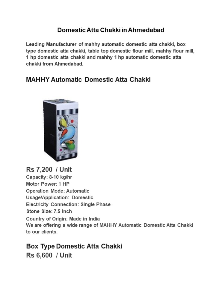 Domestic Atta chakki in ahmedabad