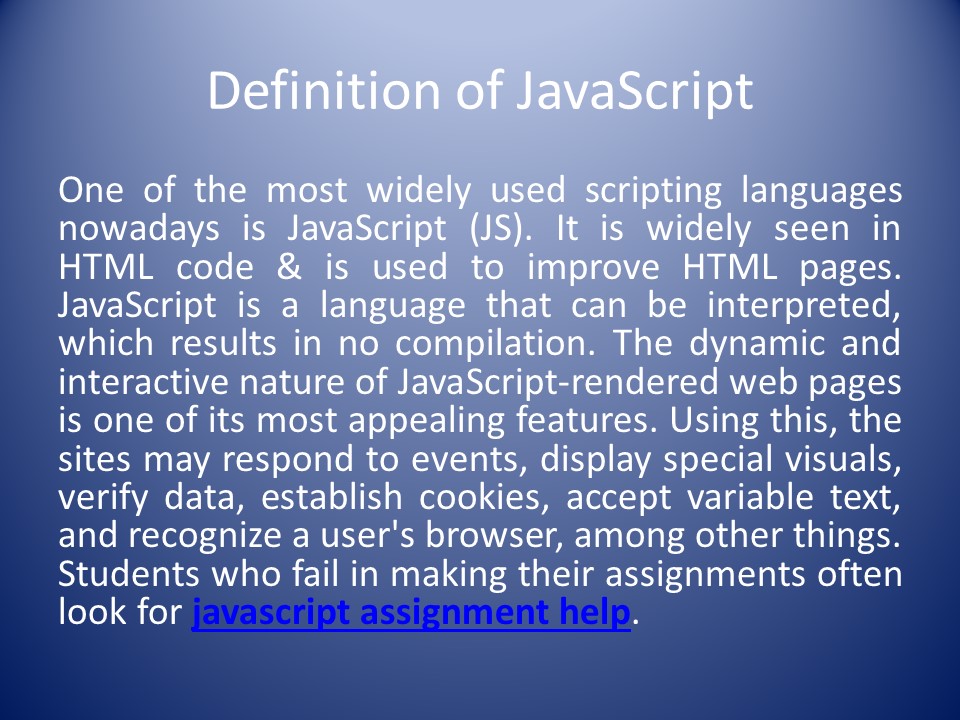 PPT – Definition of JavaScript PowerPoint presentation | free to ...