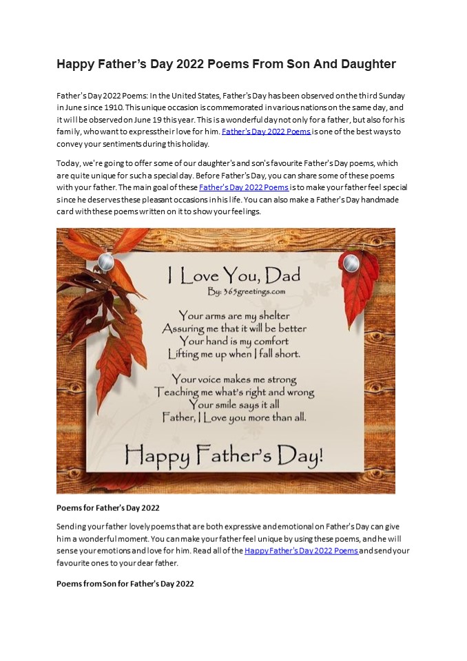 Happy Fathers Day 2022 Poems