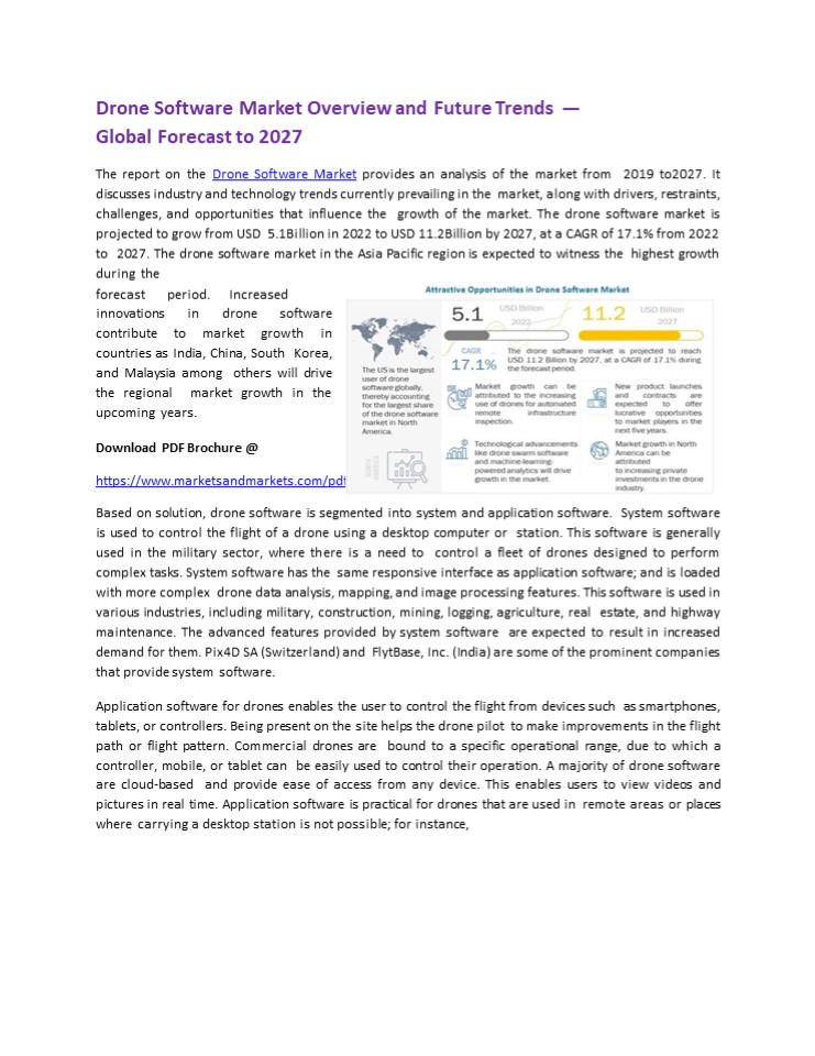 Drone Software Market Overview and Future Trends — Global Forecast to 2027