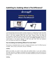 Subtitling Vs. Dubbing: What is The Difference?