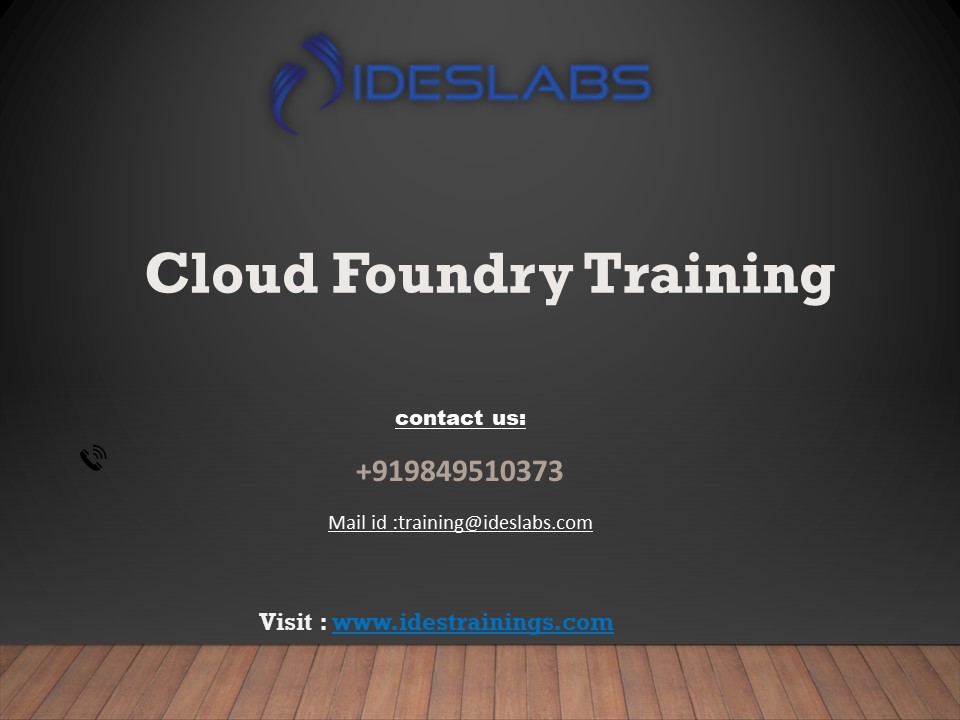 Cloud Foundry Training - IDESTRAININGS