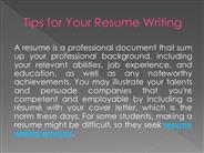 Tips for Your Resume Writing