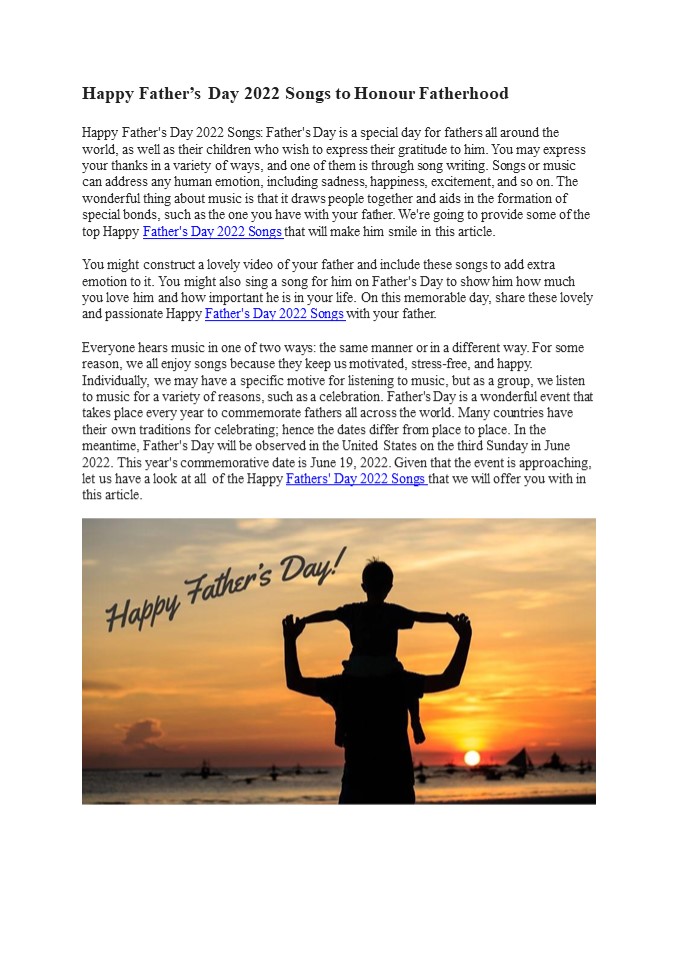 Happy Father’s Day 2022 Songs to Honour Fatherhood
