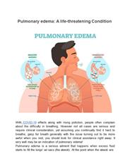 Pulmonary Edema - Causes, Symptoms and Treatment