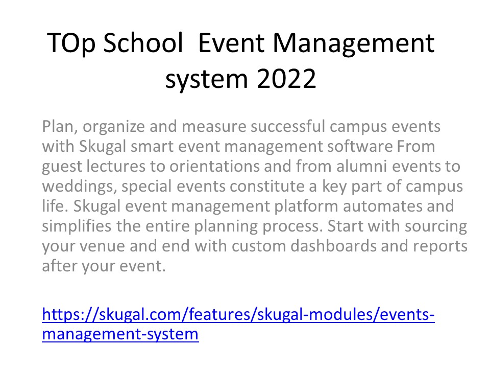 TOp School  Event Management system 2022
