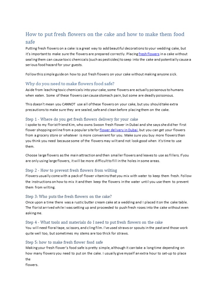 How to put fresh flowers on the cake ?