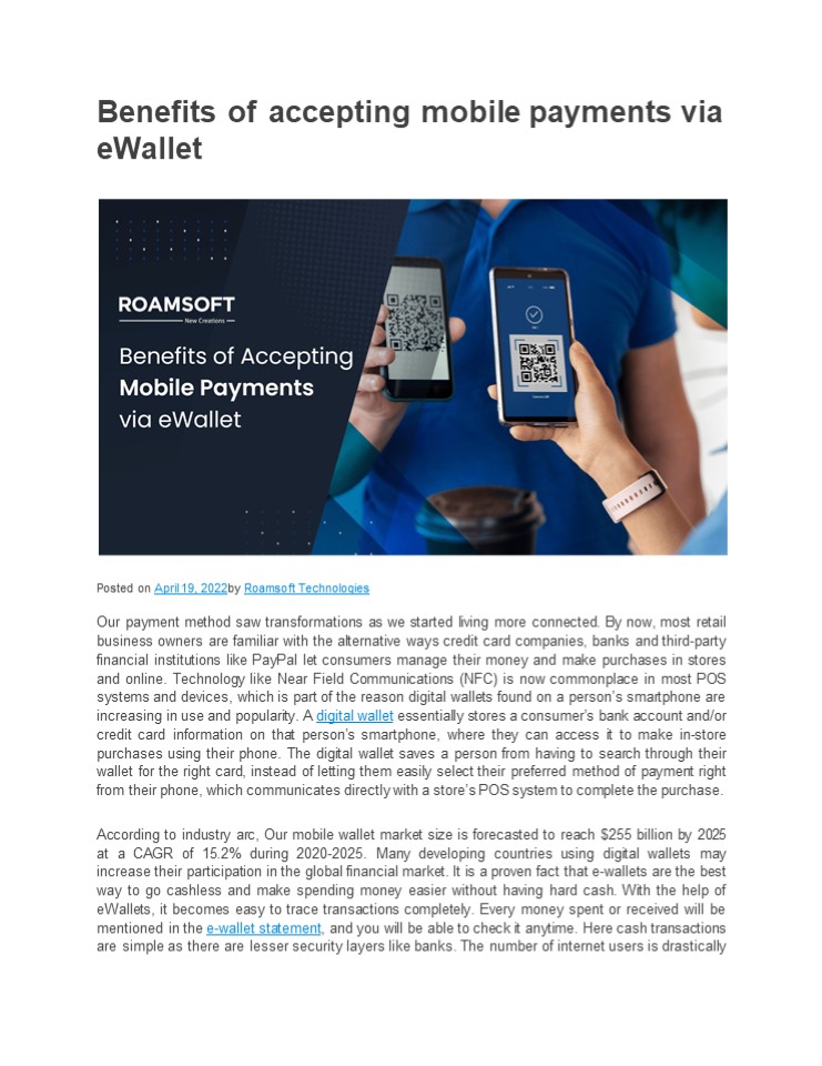 Benefits of accepting mobile payments via eWallet