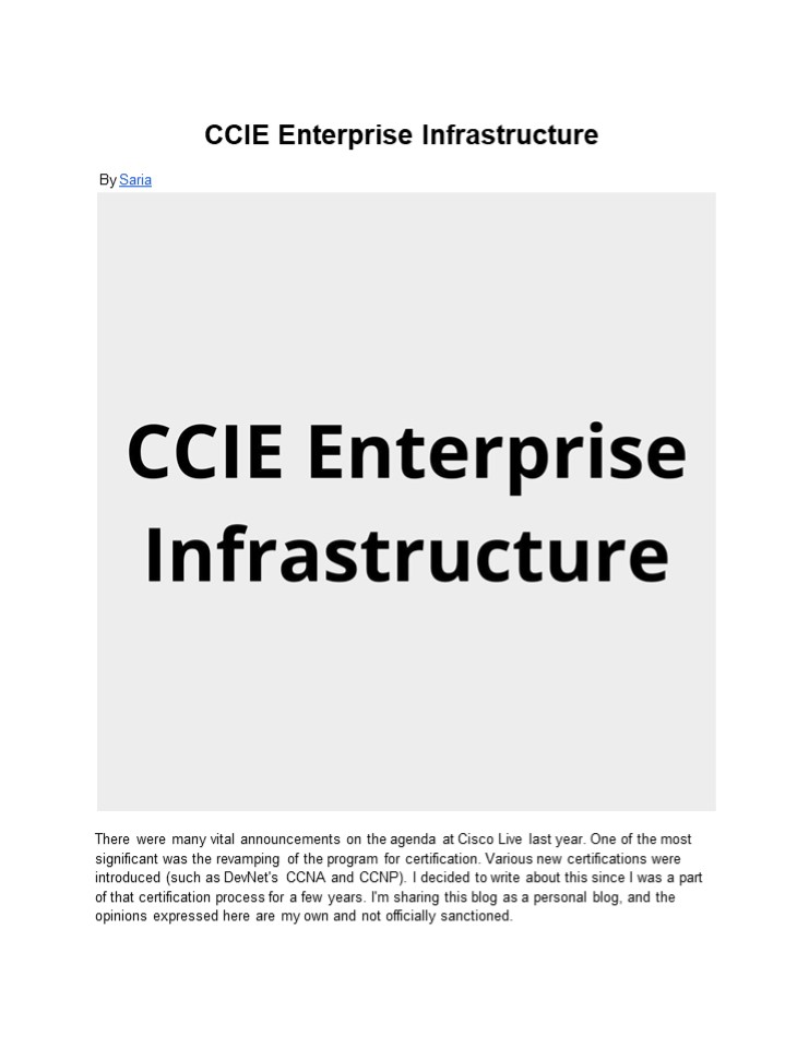 CCIE Enterprise Infrastructure by Saria