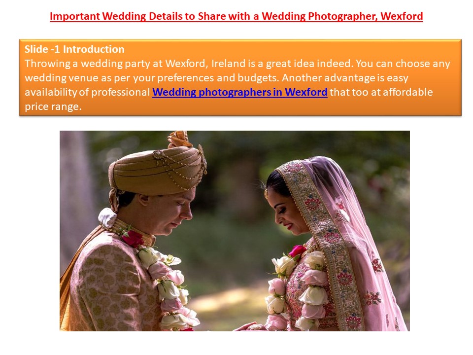 Important Wedding Details to Share with a Wedding Photographer, Wexford