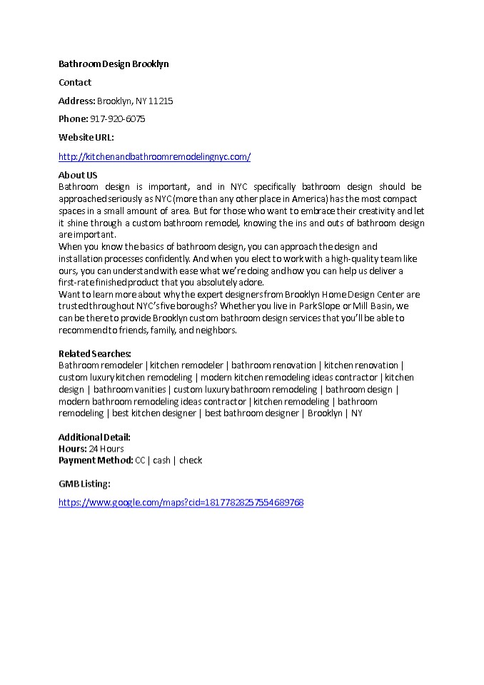 Bathroom Design Brooklyn