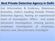 Best Private Detective Agency in Delhi