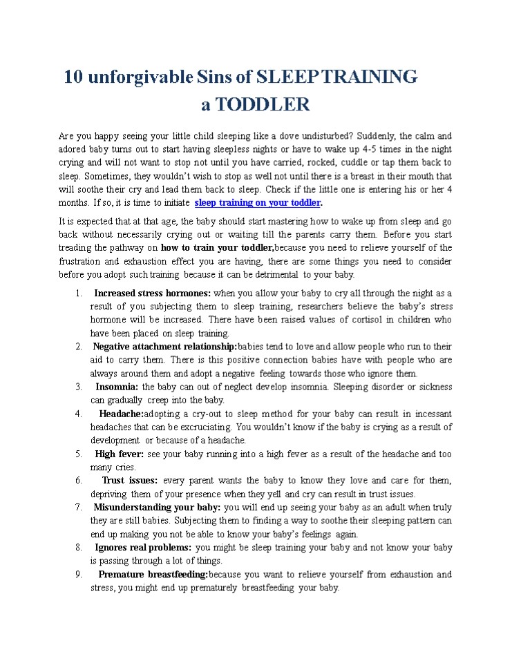 10 unforgivable Sins of SLEEP TRAINING a TODDLER