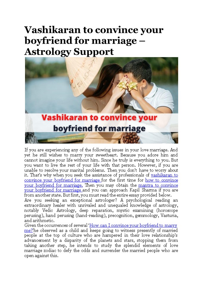 Vashikaran to convince your boyfriend for marriage - Astrology Support
