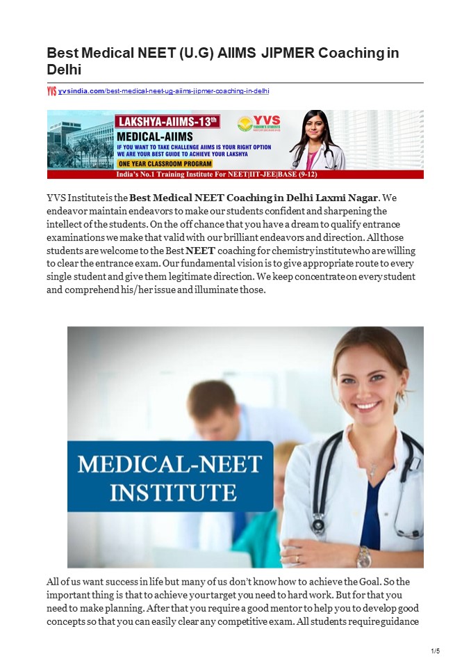 Best Medical Neet Coaching in Delhi