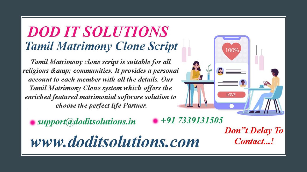Best Online Tamil Matrimony clone script - DOD IT SOLUTIUONS