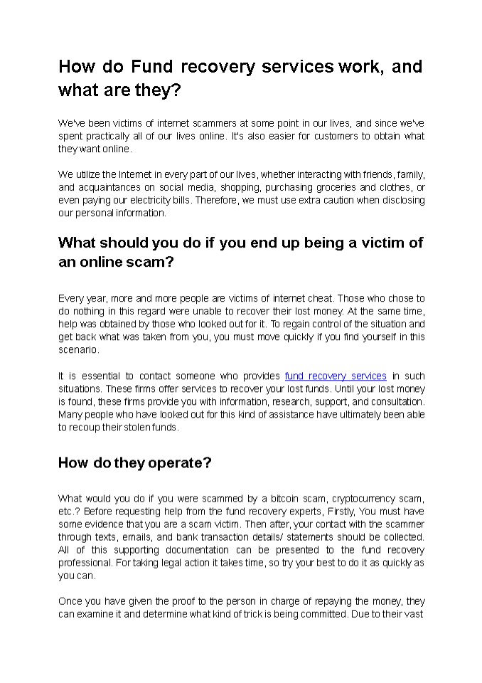 How do Fund recovery services work, and what are they