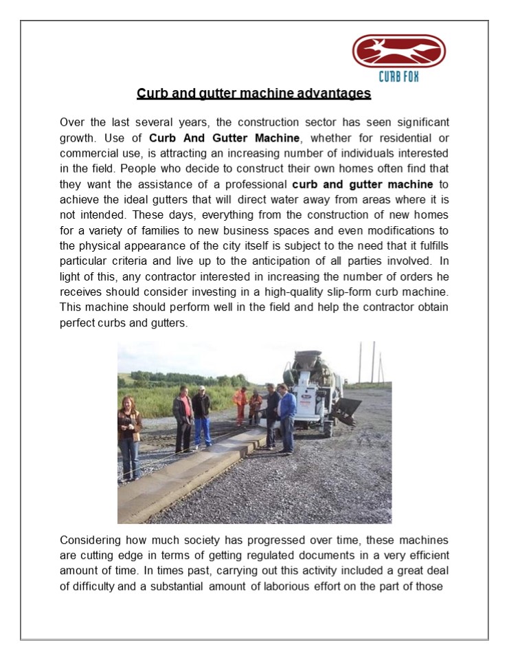 Curb and gutter machine advantages