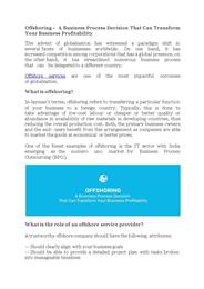 Offshore Services - Industry Experts