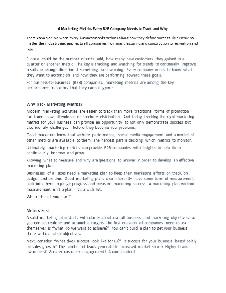6 Marketing Metrics Every B2B Company Needs to Track and Wh