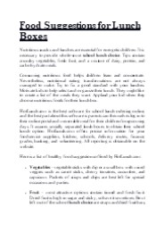 Food Suggestions for Lunch Boxes