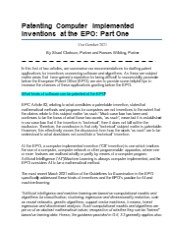 Patenting Computer Implemented Inventions at the EPO: Part One