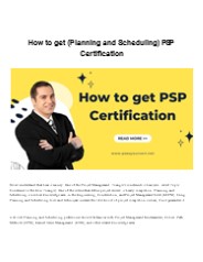 How to get (Planning and Scheduling) PSP Certification