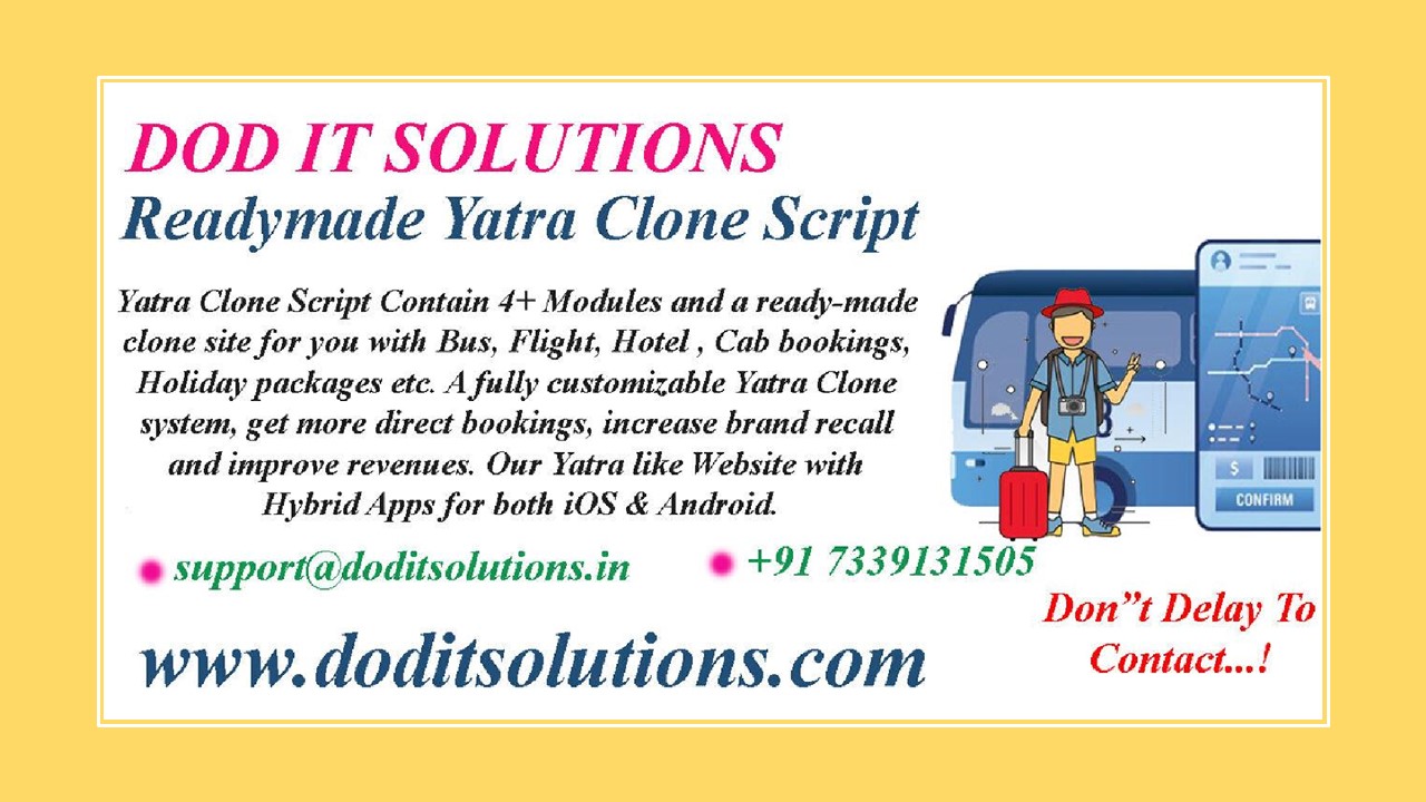 Best Online Yatra Clone System - DOD IT SOLUTIONS