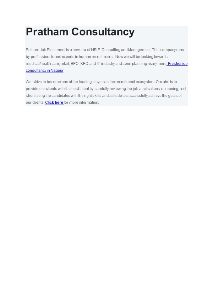 Best Job Consultancy in IT Field: Home |Nagpur |prathamjobconsultancy