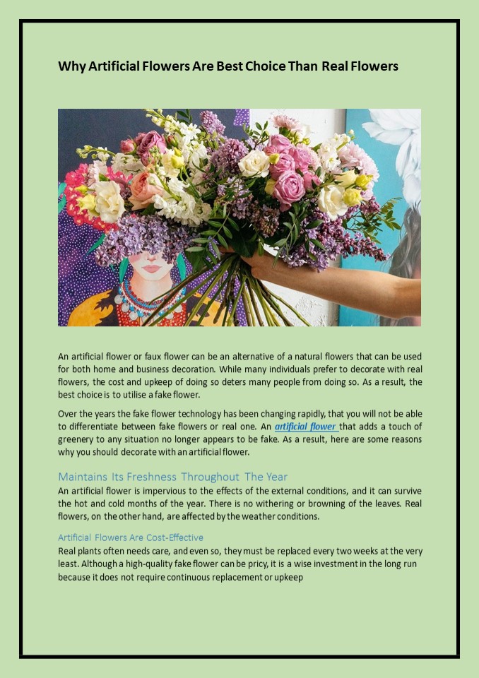 Why Artificial Flowers Are Best Choice Than Real Flowers