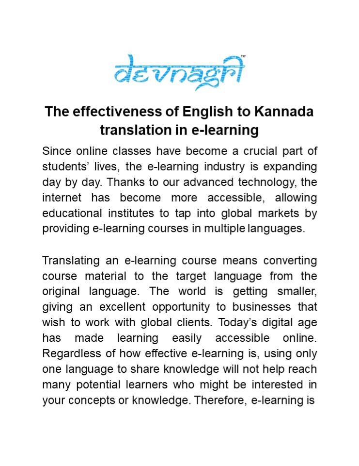 PPT The effectiveness of English to Kannada translation in elearning