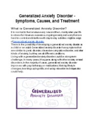 Generalized Anxiety Disorder - Symptoms, Causes, and Treatment