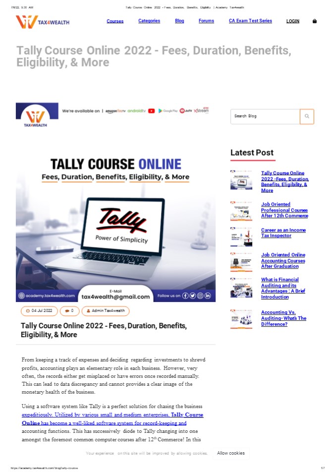 Tally Course Online 2022 - Fees, Duration, Benefits, Eligibility, & More | Academy tax4wealth