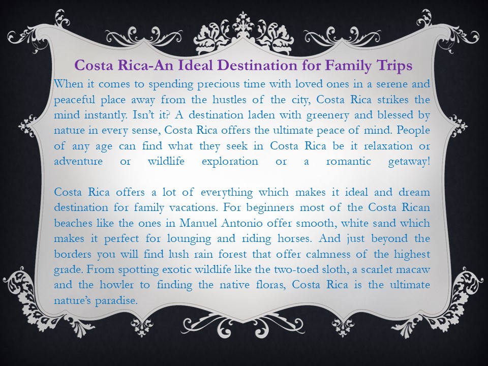 Costa Rica-An Ideal Destination for Family Trips