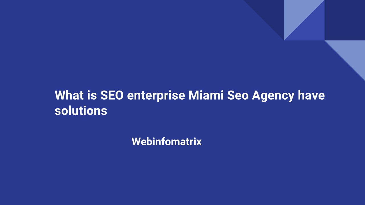 Information Seo enterprise Miami SEO agency