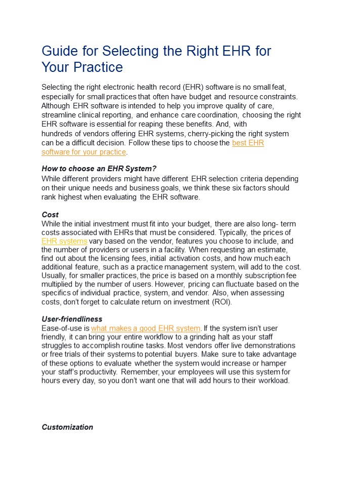 Guide for selecting the right EHR for your Practice (1) presentation ...