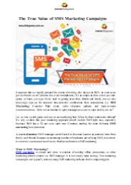 The True Value of SMS Marketing Campaigns