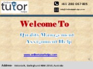 Quality Management Assignment Help