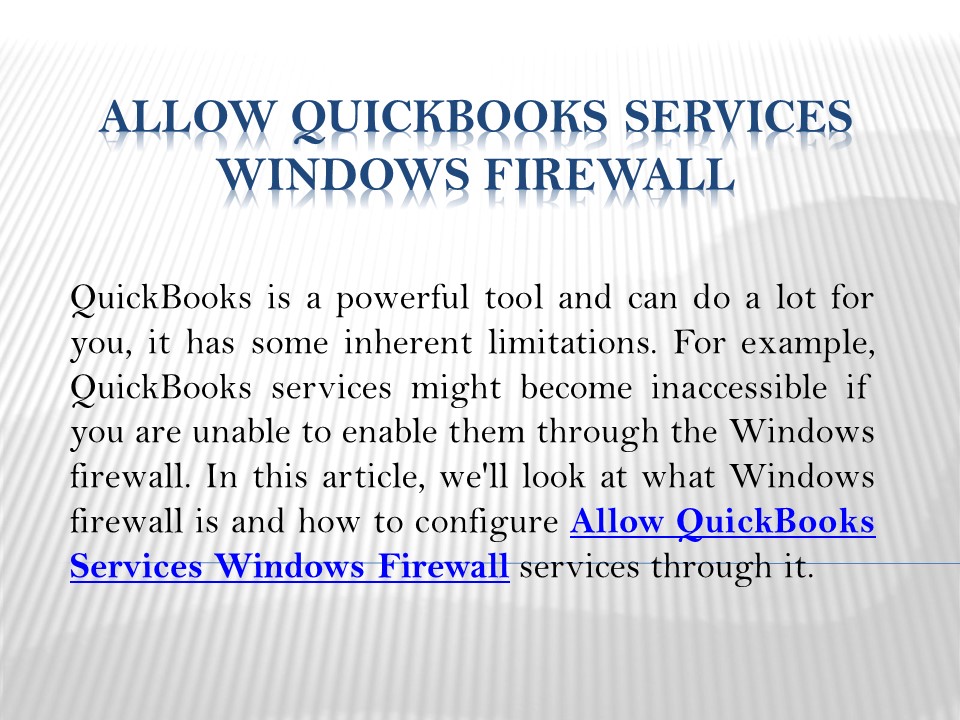 PPT Allow QuickBooks Services Windows Firewall PowerPoint
