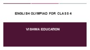 English Olympiad for Class 4 - Vishwa Education