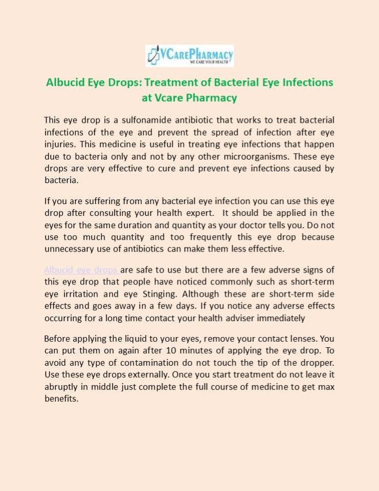 PPT Albucid Eye Drops Treatment of Bacterial Eye Infections at Vcare