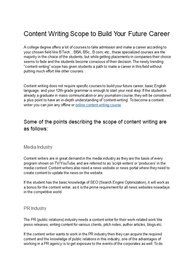 Scope of content writing to make your future career