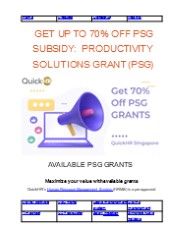 PRODUCTIVITY SOLUTIONS GRANT (PSG)