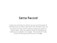Satta King Record