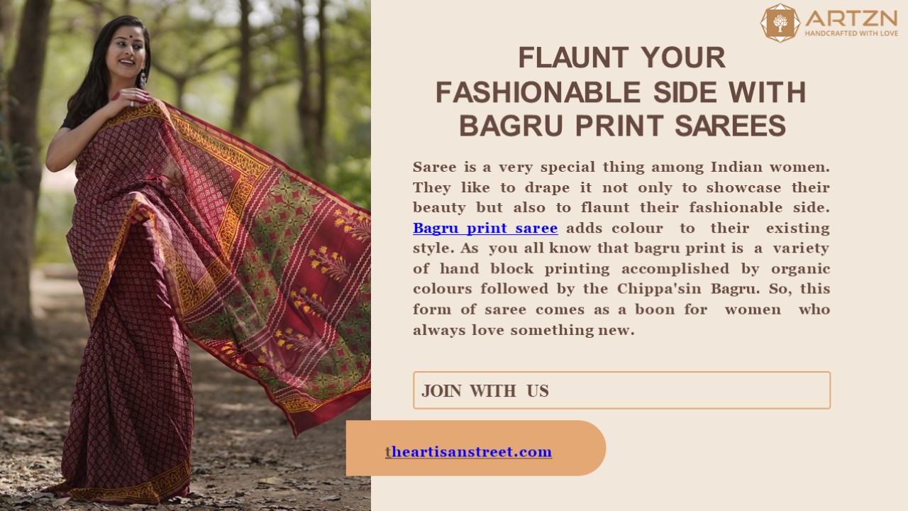 Flaunt Your Fashionable Side with Bagru Print Sarees
