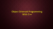 Object Oriented Programming Through C++