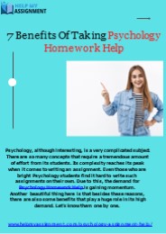 7 Benefits Of Taking Psychology Homework Help