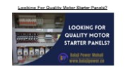 Looking For Quality Motor Starter Panels
