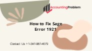 What are the Causes Behind Sage Error 1921